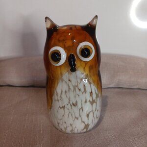 Hand Blown Art Glass Owl